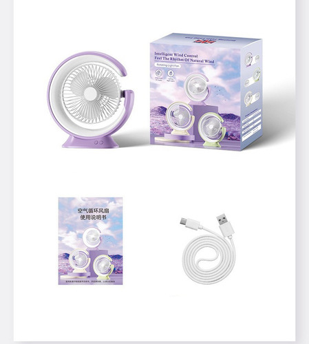 Ventilador De Escritorio Lámpara De Mesa Luna Carga Usb