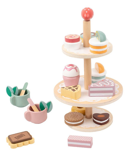 Juego De Té De Madera Playset Montessori Juguetes Para