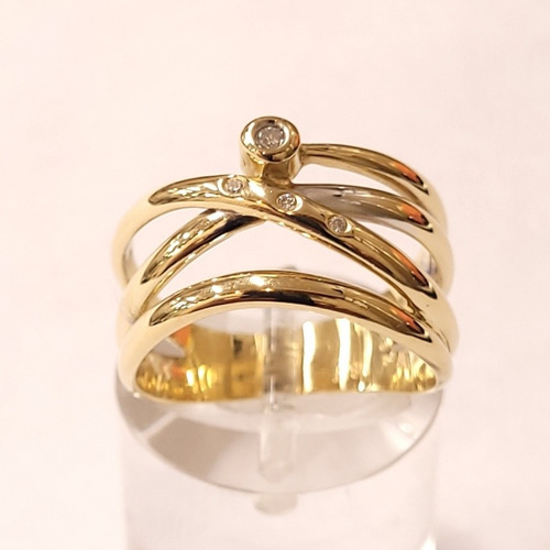 Imagen 5 de 8 de Anillo Calado Oro 18k Cubics 5,3grs N°14 1,2cm Ancho Brumat