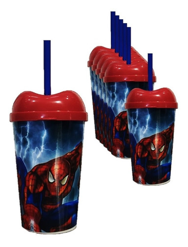 Vaso Pitillo Spiderman X12 Sorpresa Piñata Regalo Fiesta 