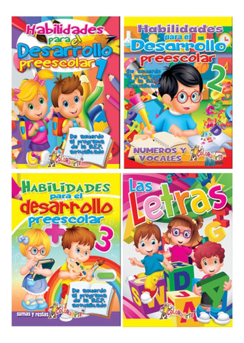 Guías Escolares Para Preescolar-desarrollo Y Letras-4 Libros