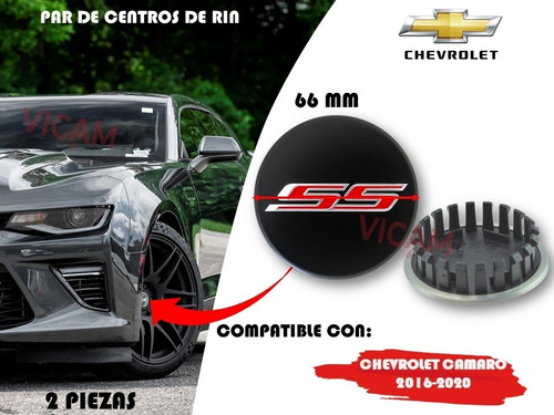 Par De Centros De Rin Chevrolet Camaro Ss 16-20 Negro 66 Mm