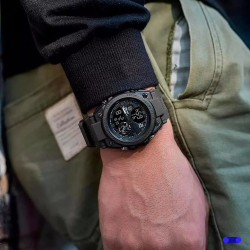 Reloj Táctico Impermeable Dual Analógico Digital Negro