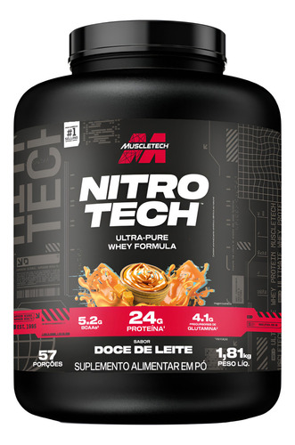 Whey Protein Ultra Pure Muscle Tech 4lb 100% Puro Nitro Tech Sabor Doce De Leite