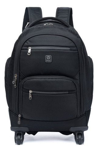 Mochila Executiva De Rodinhas Espaçosa Reforçada Trabalho Cor Preto Desenho Do Tecido Liso