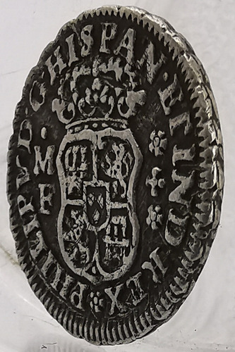 Medio 1/2 Real Columnaria Plata Original 1736 Mexico Mo