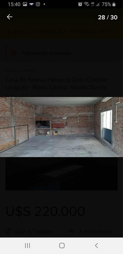 Casa En Nueva Helvecia Dpto Colonia Con Terreno Zona Centro Dueña Vende