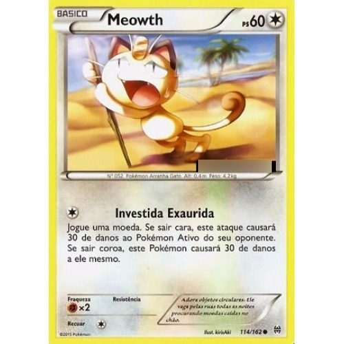 2x Meowth Pokémon Normal Comum 114/162 - Xy Turbo Revolução