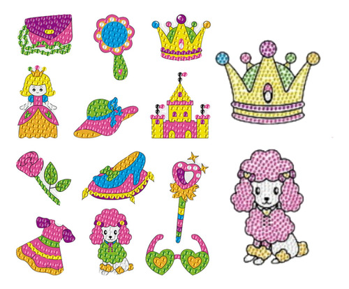 Kit Stickers Pintura Con Diamantes - Perrita Princesa