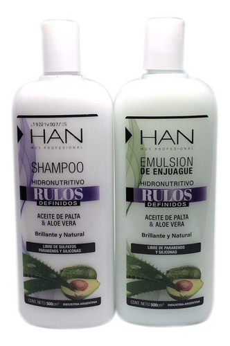 Kit Rulos Han Shampoo + Acondicionador Crema Enjuague Apto
