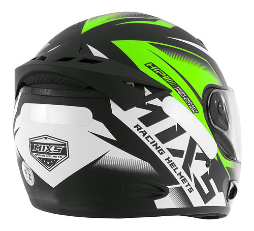 Capacete Para Moto Integral Mixs Mx2 Fokker Storm Pro Tork Cor Verde Desenho Storm Fosco Tamanho do capacete 56