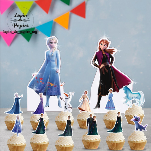 Topper Cupcake Adorno Pinchos Muffins X12 Frozen 2