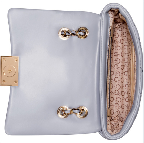 Bolsa Guess Factory Vg959670-wis Acabado de los herrajes Níquel Color Azul claro Correa de hombro Azul claro Diseño de la tela Lisa