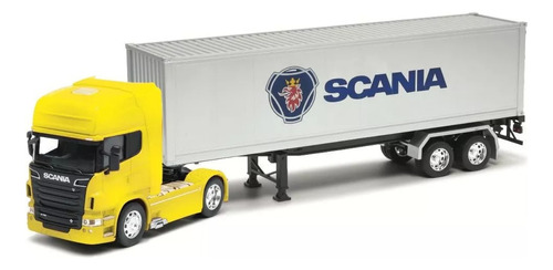 Camion Welly Scania Con Container Amarillo Escala 1:32 