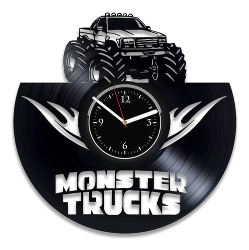 Clock Monster Trucks Reloj Con Disco De Vinilo Reloj De Pare