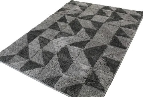 Tapete Pelo Baixo Geométrico 200x250 Cm Indiano 3d Black Fr Cor Cinza-escuro