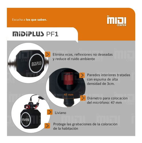Imagen 4 de 10 de Midiplus Pf1 Filtro Antipop Pantalla Acústica Profesional