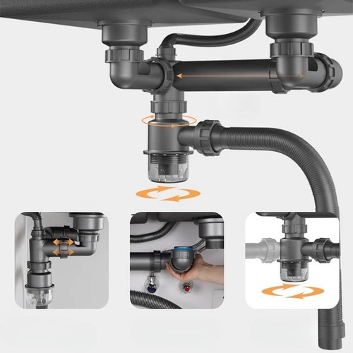 Flexible Sink Drain Pipe Rustproof Fittings For Double Slot