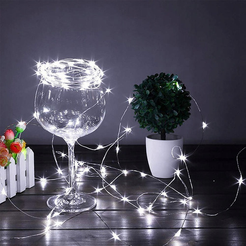Fio Fada Cordão De Led 5m 100 Leds Fixo Pilha Branco Quente 110v/220v