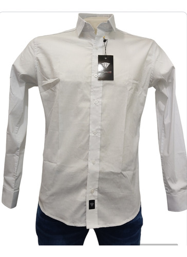 Camisa Giorgio Berlucchi Manga Larga Lisa Color Blanco