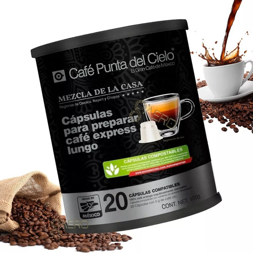 Capsulas Cafe Punta Del Cielo Express Lungo 20pz Mezcla Casa
