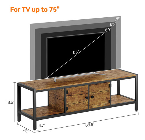 Soporte De Tv De Madera Para 65 Pulgadas Con Estantes Abiert