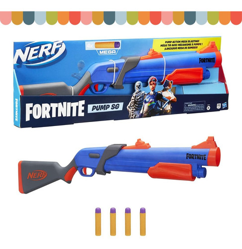 Nerf - Rifle-pistola De Bombeo Sg De Fortnite (4 Dardos)