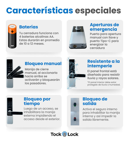 Cerradura Inteligente Chapa Digital De Seguridad Puerta Exterior Tlx20 Tl Plata / Negro