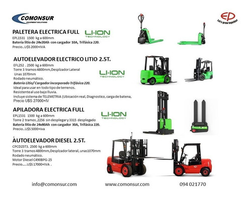 Autoelevador/montacarga Electrico Bateria Litio Nuevo