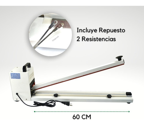 Selladora Manual Electrónica De Impulso En Acero De 60 Cms