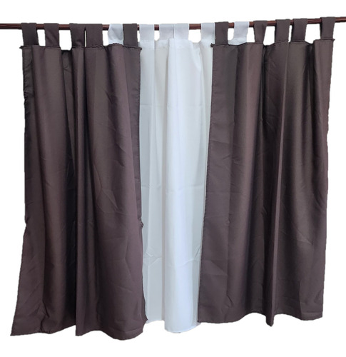 Cortina Tela Tropical 3 Paños De 1.20m X 90cm Habitación Chocolate