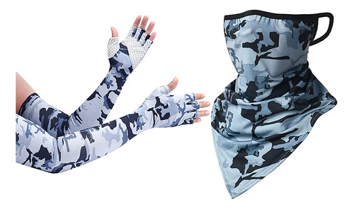 Guantes Cinco Dedos Y Máscara Uv Solar Seda De Hielo Unisex