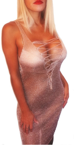 Vestido  Muy Sexy Sin Mangas De Cintura Alta Ripped Cuello V