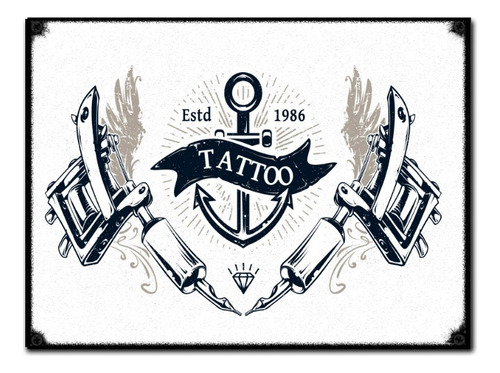 #901 - Cuadro Vintage Tattoo Tatuajes Studio Retro No Chapa