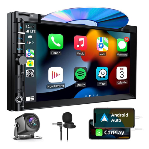 Estereo Coche Doble Din Cd Dvd Carplay Android Auto