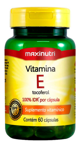 Suplemento Vitamina E Maxinutri 10mg 100% Idr 60 Cápsulas