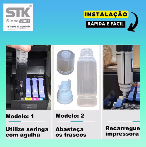 Kit 4 Tinta Stk Refil Compatível Epson Ecotank L120 L121 1l