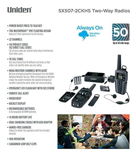 Uniden Sx507-2ckhs Hasta 50 Millas De Alcance Radio Bidirecc