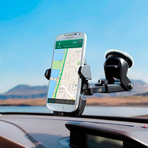 Suporte Celular Gps Carro Veicular Trava Automática Tomate