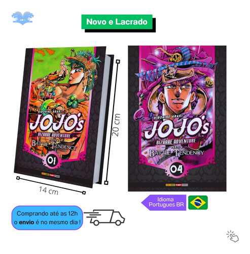 Jojo's Bizarre Adventure Parte 2 Battle Tendency Mangá Vol. 1 Ao 4 Kit Completao Lacrado Em Português