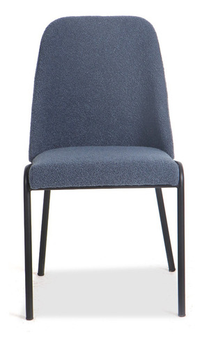 Set De 2 Sillas Para Comedor Minimalista Lunin Color de la estructura de la silla Negro Color del asiento Azul marino Diseño de la tela Aborregada