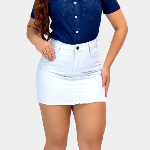 Saia jeans com hotsell botoes mercado livre