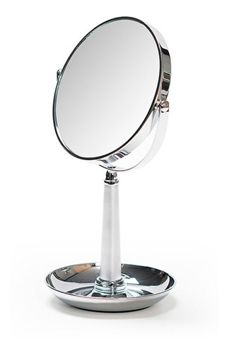 Imagen 1 de 10 de Espejo De Mesa Maquillaje  360° 2 Aumentos3x Cromado Redondo
