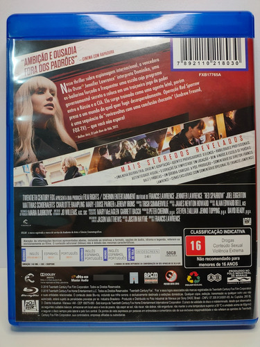 Bluray Operação Red Sparrow Filme Original Dublado (Usado)