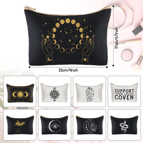 Tessco 9 Piezas De La Luna Bruja Cremallera Bolsa De P4dqm