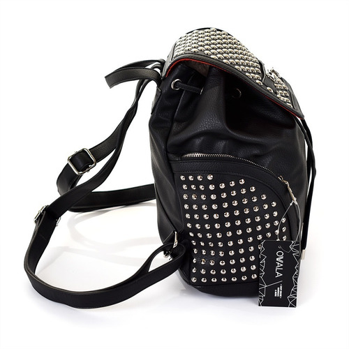 Imagen 3 de 6 de Mochila Mujer Las Oreiro Cuero Sintetico Grande Tachas Dama