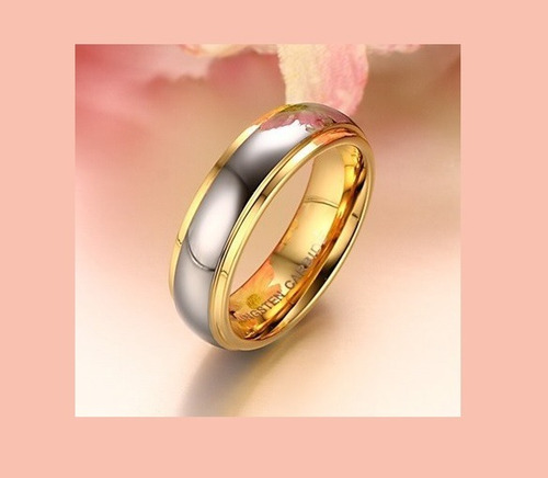 Imagen 4 de 8 de 1 Argolla De Tungsteno August Wedd Dorado Y Plateado