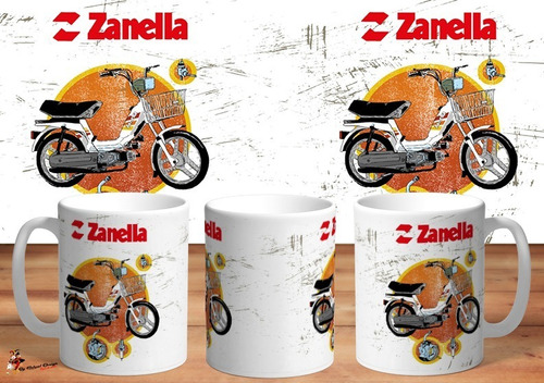 Taza De Ceramica Zanella Due Ciclomotor Retro Art