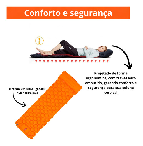 Isolante Térmico | Colchão Inflável Camping C/ Bomba Interna