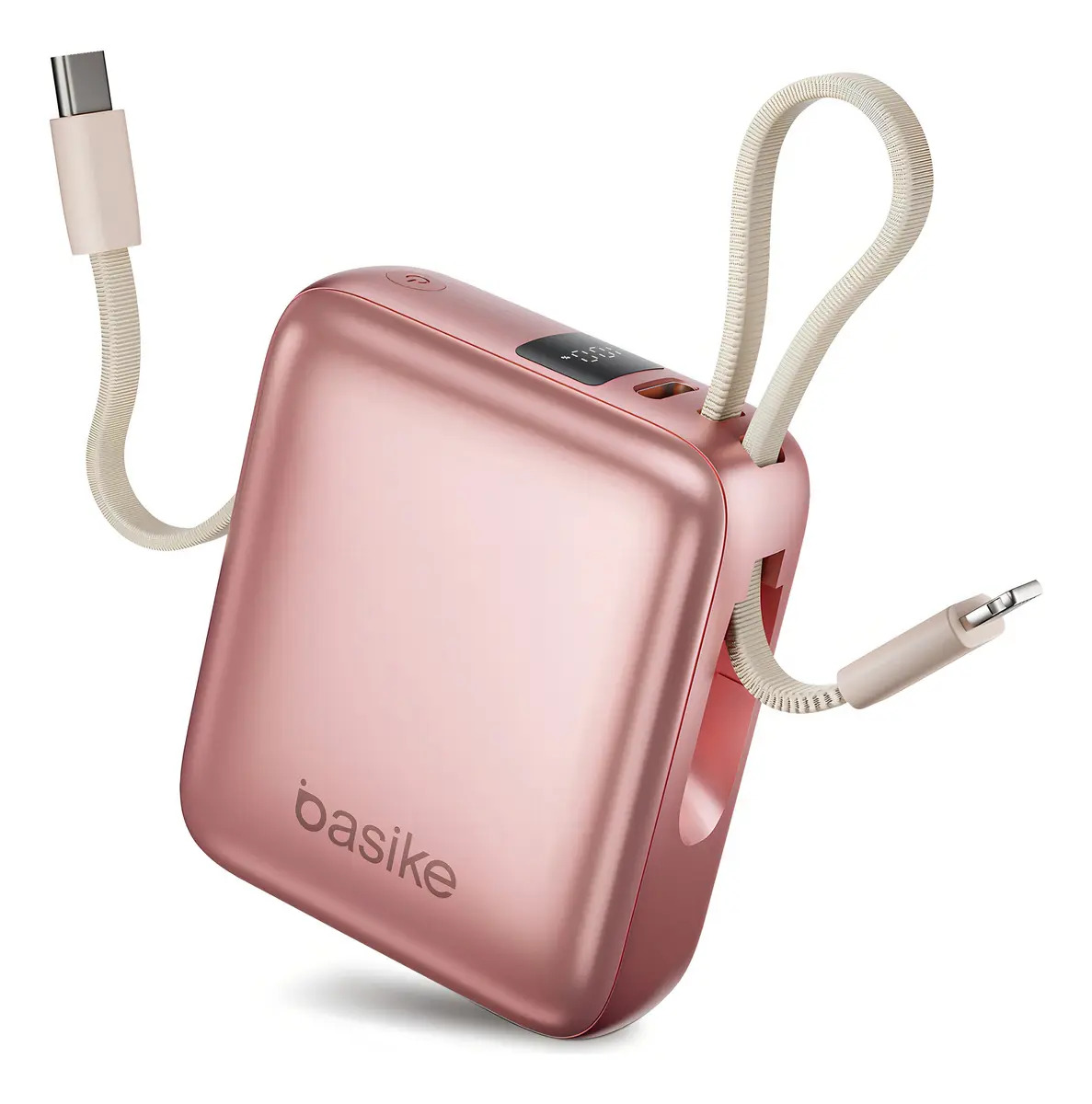 Basike Power Bank 22.5w 10000mah Com Display Carregamento Rápido Power 4-saídas Com Cabo Embutido Usb-c E Lig Htning, Rápido Pps/pd/qc Para iPhone Séries 16/15/14/13, Samsung S25/24/23/22/21